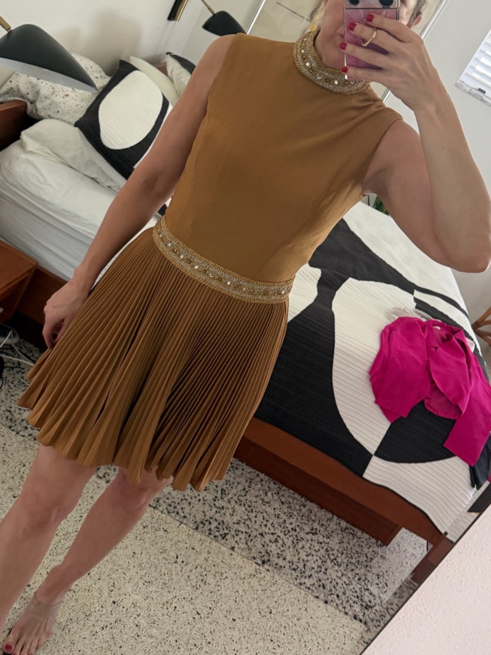 Vintage Miss Theme New York gold 60’s Palm Royal mini party cocktail dress 6 - Picture 4 of 11